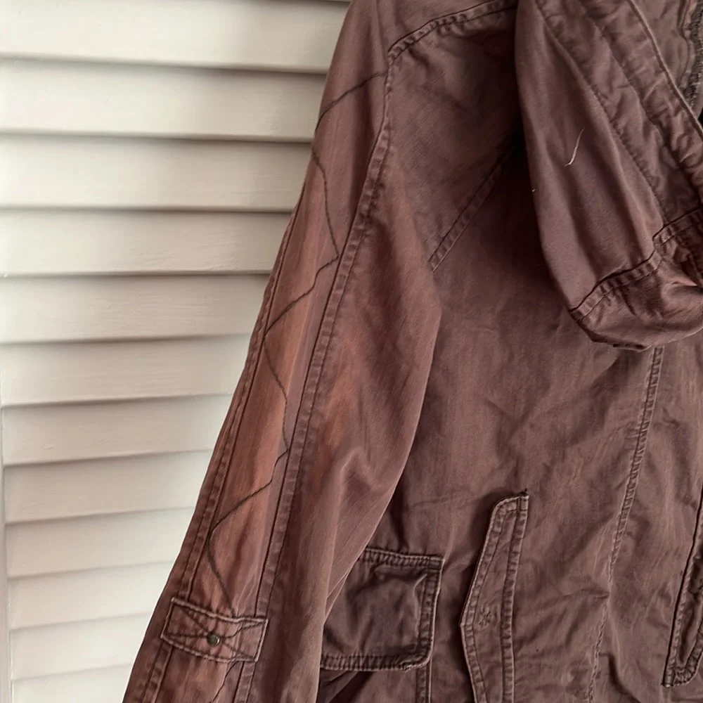 Hei Hei by Anthropologie Faroe Anorak crochet lace trimmed military jacket
